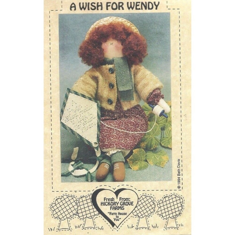 Hickory Grove Farms A Wish for Wendy 18 inch Country Doll Pattern 1994